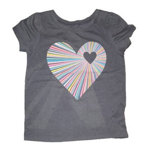Circo Grey Short Sleeve Tee with Milticolor Heart